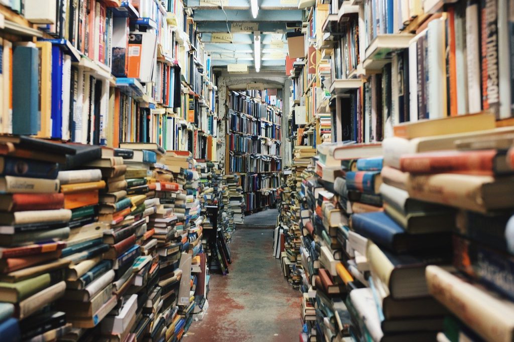 books, stack, library